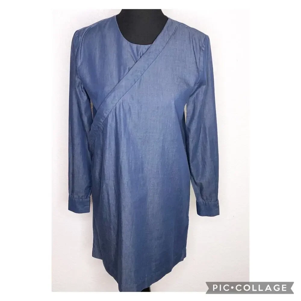 Kate Spade Saturday dark chambray denim blue shift dress size Small